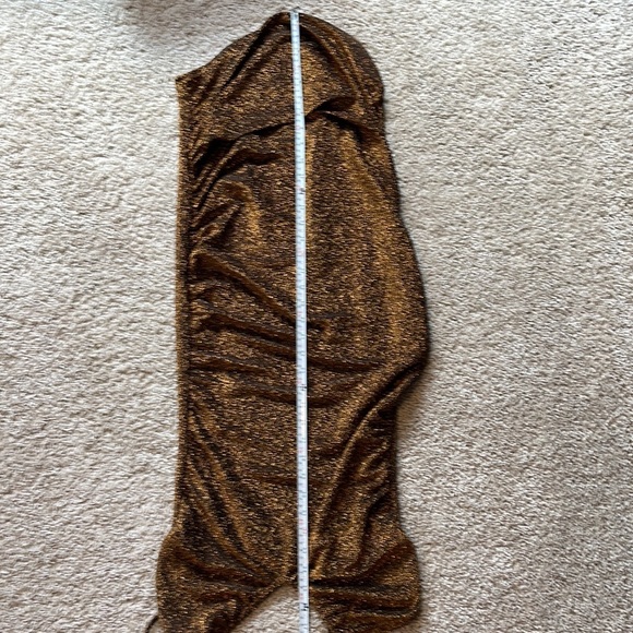 Zara body con sparkle gold glitter side ruffle dress - Picture 10 of 12